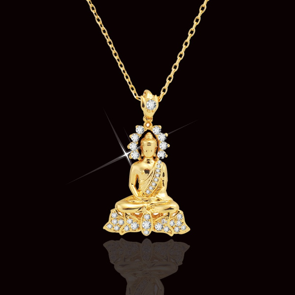 Diamond Jade Buddha Pendant Buddhist Jewelry 14K Gold | eBay