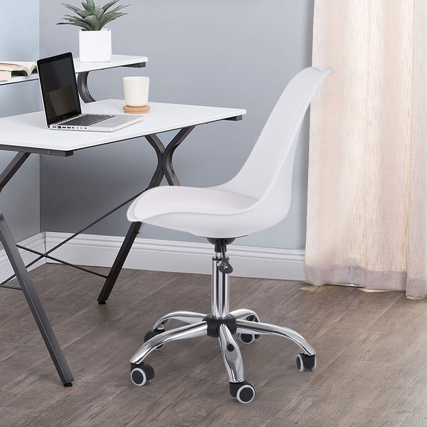 White Armless Office Chair Mid Back, White Armless Office Chair