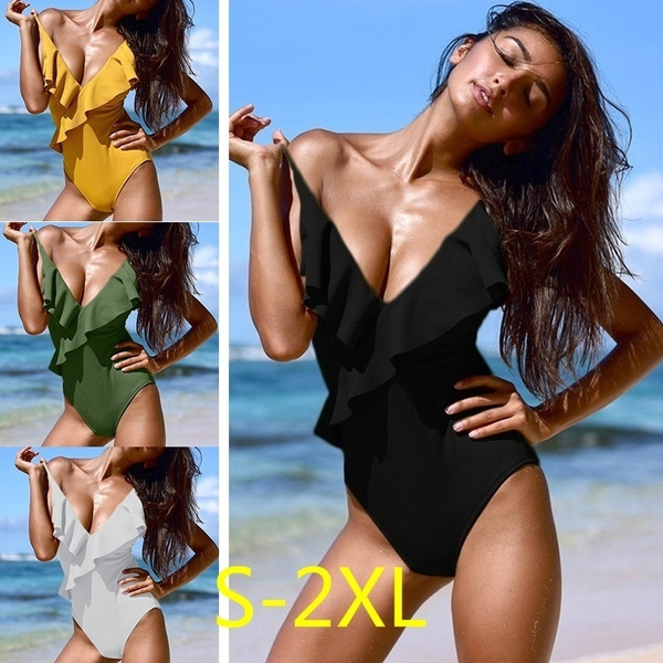 Sexy Women Shiny Swimwear One-Piece Monokini Bikini Swimsuit Backless Beach  Suit