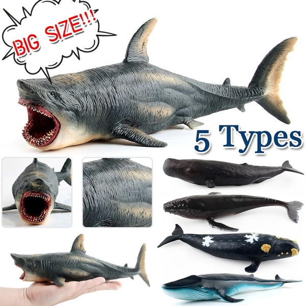 5 Types Big Size Prehistoric Megalodon Blue Whale Ocean Animal Shark Model Ornament Kids Education Toy Wish