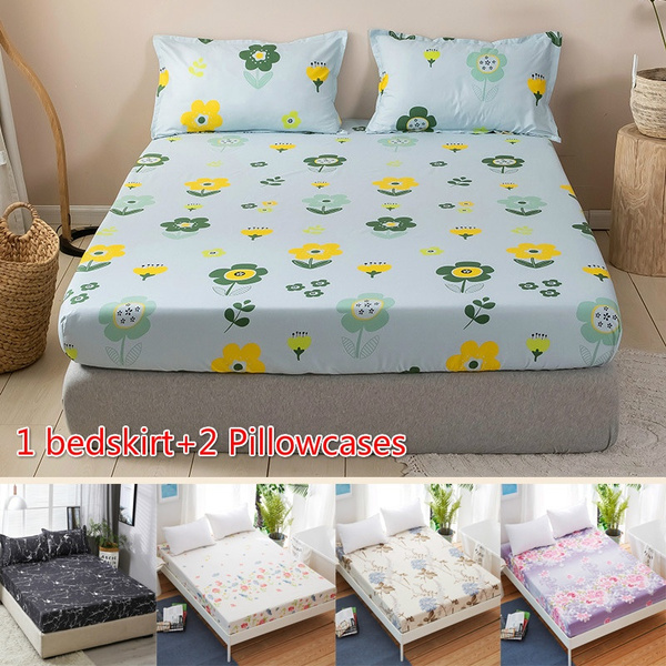 Twin/Full/Queen Floral Printed Fitted Sheet Mattress Cover Bed Sheets