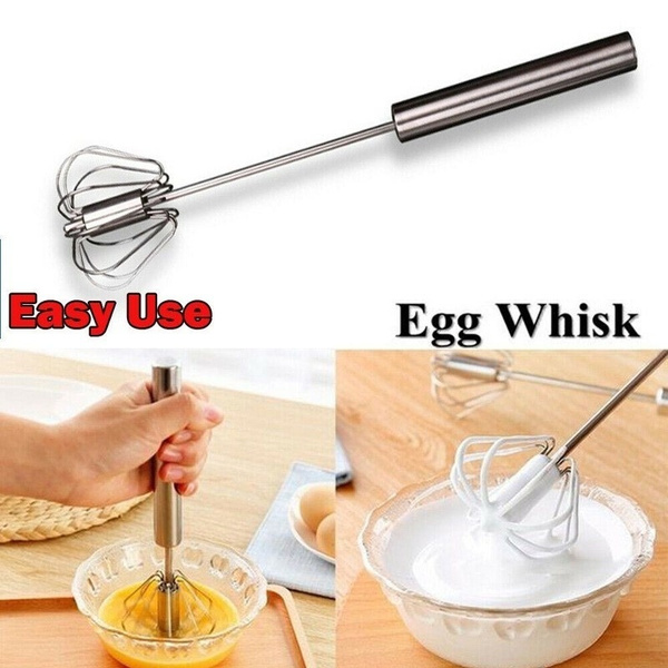 Stainless Steel Rotating Hand Press Egg Whisk Whip Mixer Egg Beater Blender Tool
