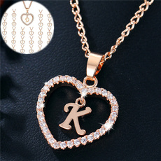 Heart, Chain Necklace, alphabetletter, Love