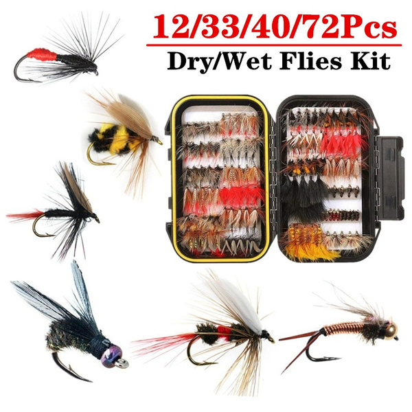 12/33/40/72Pcs/Box Fly Fishing Lure Fly Tying Material Wet/Dry Nymph  Artificial Flies Bait Pesca Fly Trout Carp Fishing Pesca Tackle/Box