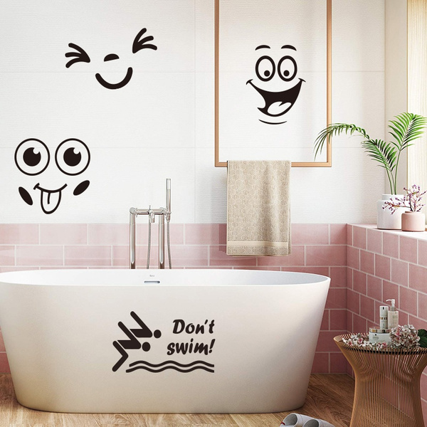 Modern Bathroom Wall Stickers Funny Series 3d Diy Creative Washroom Restroom Lavatory Loo Toilet Decals Gift Wish - Bath Wall Decor Decal