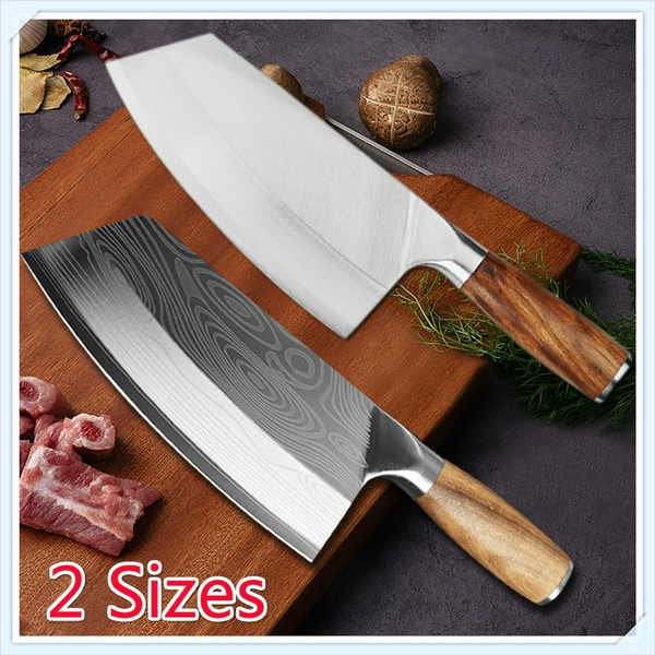 Kitchen Knife 8 Inch High Carbon Cleaver Knife Cooking Knife Stainless  Steel Slicing Knife Chef Knife Damascus Laser Pattern Stainless Steel Knives  Japanese Kitchen Knife Ultra Sharp Chef Knives with Wood Handle