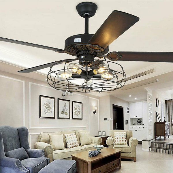 Industrial 52 Retro Ceiling Fan Light, Edison Ceiling Fan