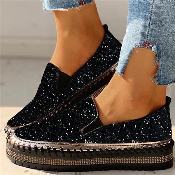 Crystal Platform Casual Bling Sneakers for Women Dress Loafers Shoes 6 in Blue | Medium