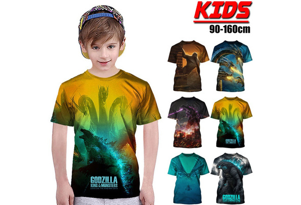 Kids T Shirt Movie Godzilla 3d Print Tees King Of The Monsters Boys Girls Short Sleeves Tees Wish - roblox godzilla t shirt