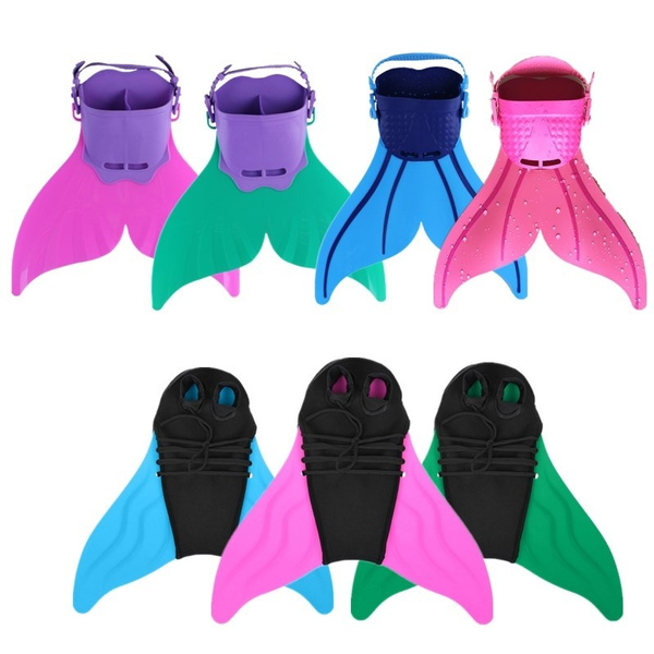 Kids Adults Mermaid Tails Girl Swimmable Monofin Swimming Mono Fin Flippers 
