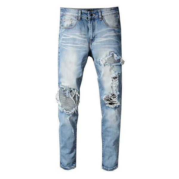 light blue biker jeans