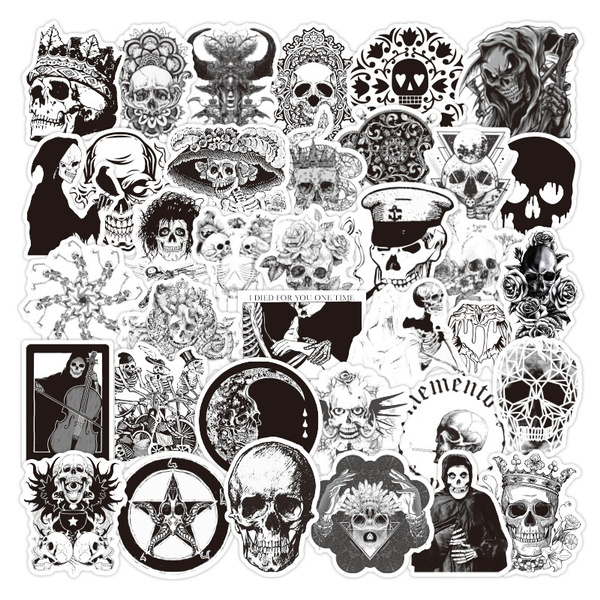 50 pieces of viking skull black and white shades of death waterproof skateboard stickers mobile phone stickers laptop stickers wish