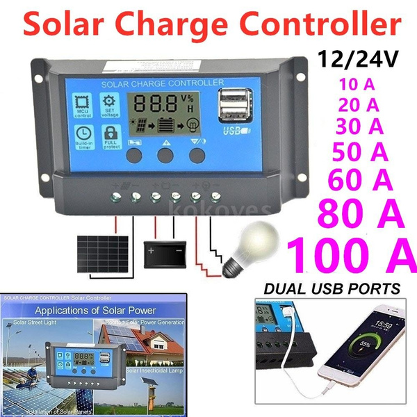 100A 12-24V MPPT Solar Ladegerät Controller Panel Regler Daul USB Digital LCD DE 