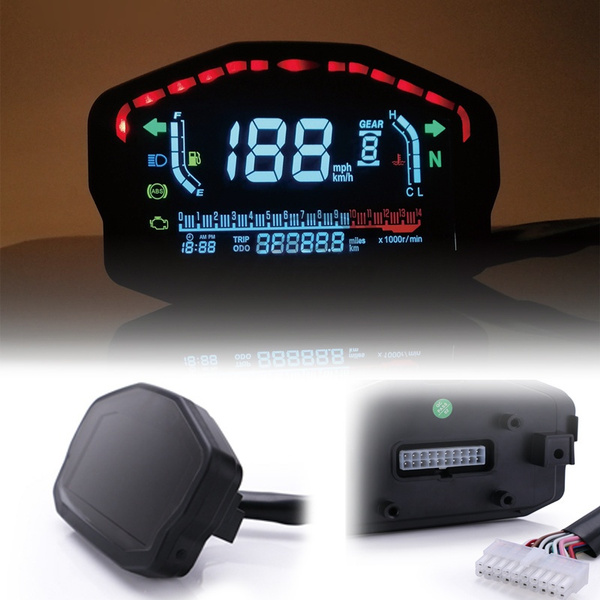 Universal Motorcycle Large Screen Led Lcd Digital Speedometer Odometer Backlight For 2 4
