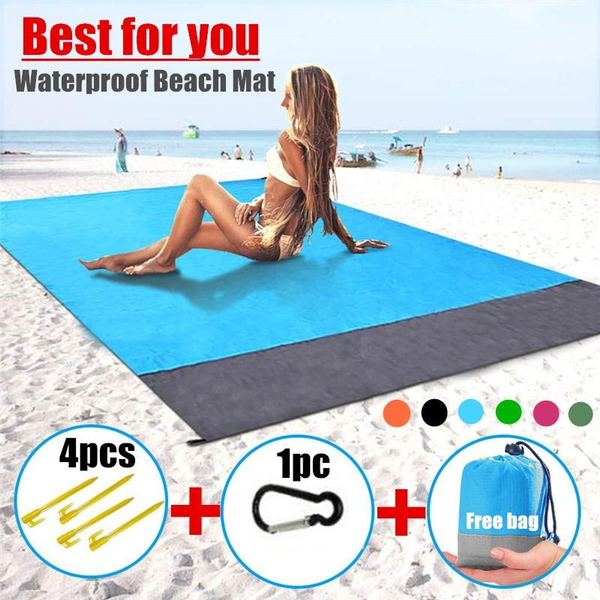 Compact Waterproof Pocket Beach Blanket. Portable Lightweight