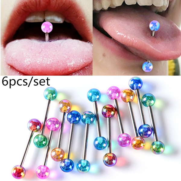 72X Stainless Acrylic Ball Barbell Bar Eyebrow Nose Tounge Ring Body Piercin JE 