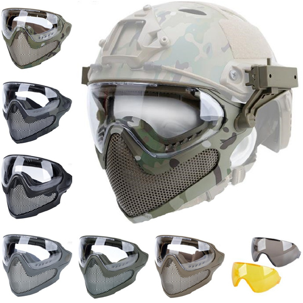 Outdoor Helmet Set Fansport Paintball Helmet with Goggles and Skeleton Breathable Mask for CS Airsoft 