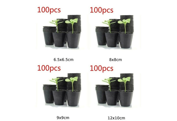 100x /set Round Nutritional Black Plastic Nursery Pots Seedlings Plants Pots 