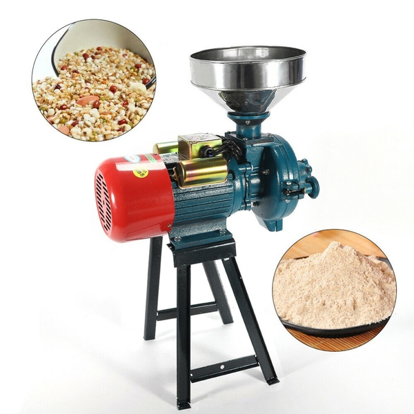 110V Commercial Grain Grinder Machine Feed Grain Mills SLSY Electric Grain Mill Grinder Heavy Duty 3000W Blue 110V Dry Cereals Rice Coffee Wheat Corn Mills with Funnel 