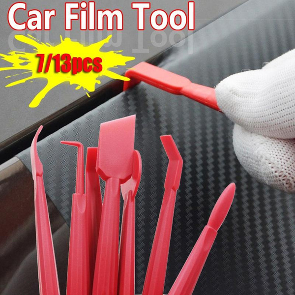 7Pcs Car Film Trimming Tool Car Wrap Vinyl Scrapers 3D Carbon Fiber Decal  Film Micro Squeegee Felt Kit Wrap Vinyl Tools Red