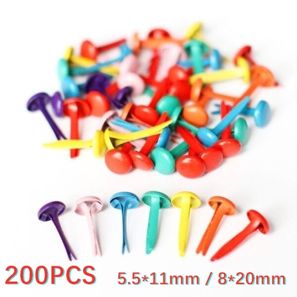 200pcs/set Metal Mini Craft Brads 8mm Circular Split Pins Paper