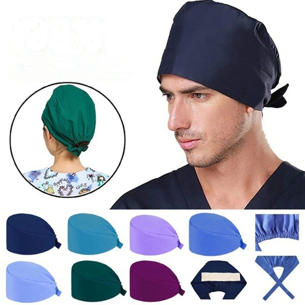 Pink None Surgical Scrub Cap Adjustable Cartoon Unisex Medical Doctor Cap Nurse Bouffant Turban Cap Hospital Working Hat for Ponytail and Free Reusable 