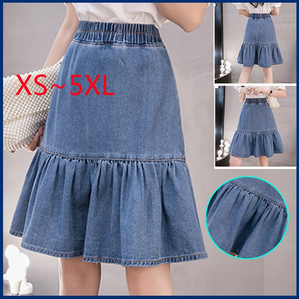 Pleated denim cheap skirt 5xl