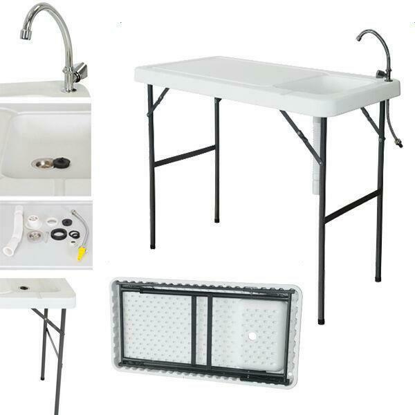 Portable Camping Folding Fish Cutting Table Sink Faucet Durable Outdoor Garden Wish