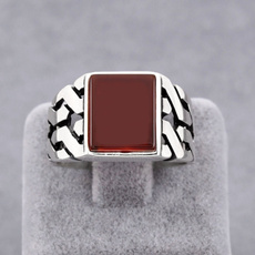 Business Men 4.25CT Natural Square Ruby Ring Fashion 925 Sterling Silver Birthstone Rings Engagement Wedding Jewelry Size 7-13