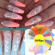 butterfly, nail decoration, nail stickers, Holographic