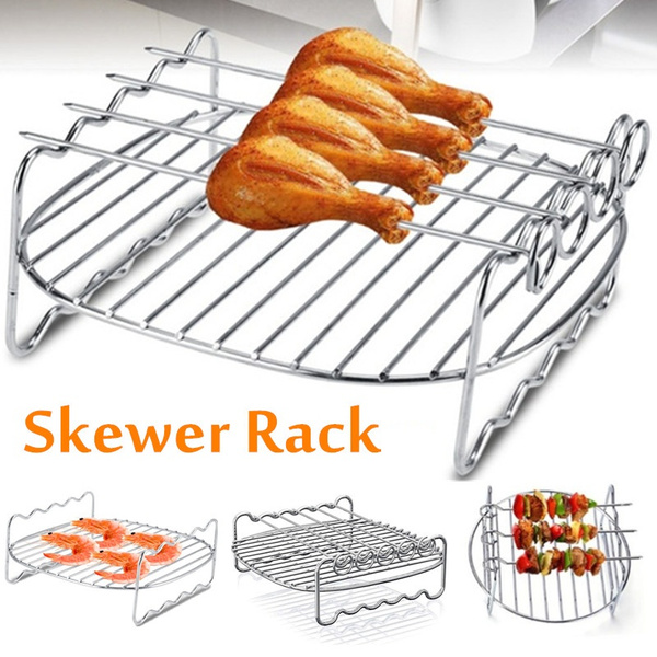 Details about   Barbecue for Grill Double Layer Stainless Steel Air Fryer Rack 1 pc 