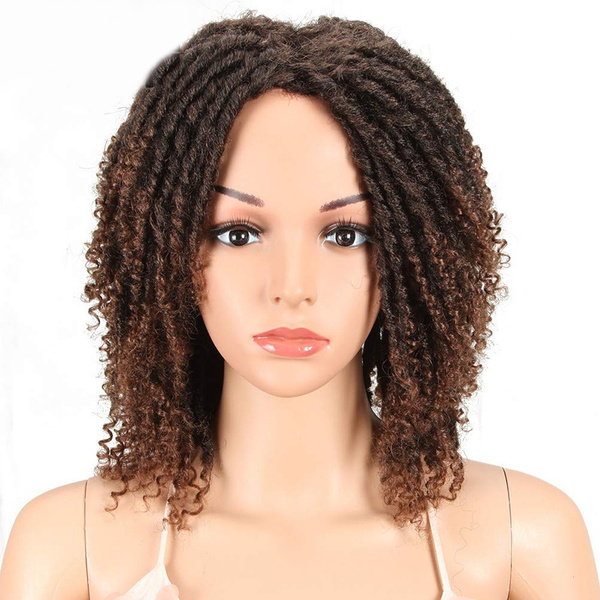 6" Short Dreadlock Wig Twist Wigs for Black Women Short Curly Synthetic