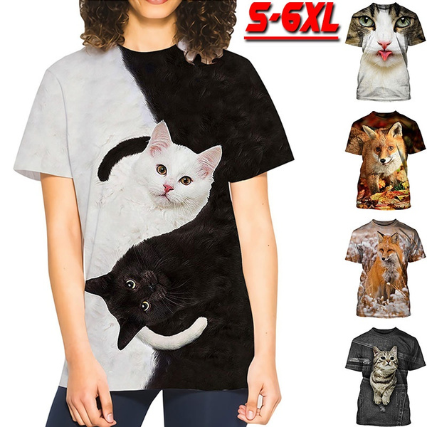 Camisetas De Manga Corta Con Estampado De Animales Para Muje 