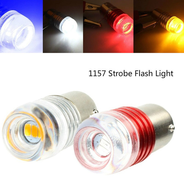 Qiilu 2Pcs Red 1157 2357 Strobe Flashing LED Projector Bulbs For Car Tail Brake Lights 