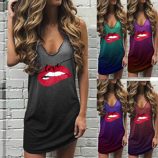 Vestido De Mujer Sin Mangas Estampado Para Mujer Camis Slim Vestido De Mujer Sin Mangas Estampado Para Mujer Camis Slim