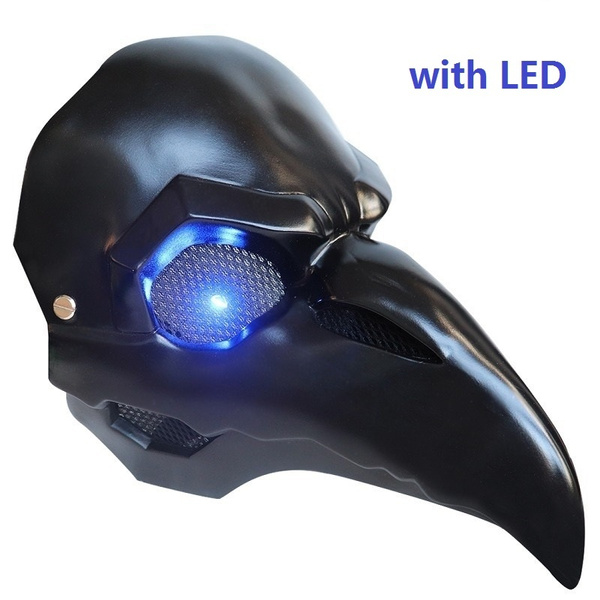 With LED!!!Upgrade Retro Rock OW PVC Type Punk Mask Crow Reaper ...