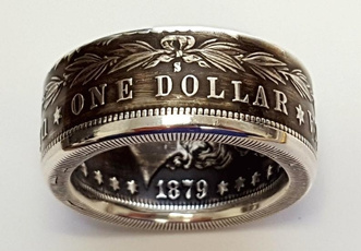 Antique, ringsformen, morgansilverdollar1897ring, onedollarring