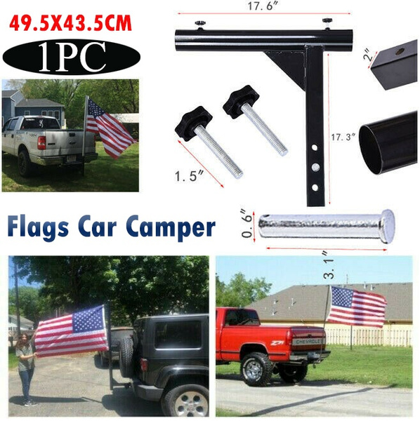 Hitch Mount Flagpole Holder Trailer Receivers Flag Pole Hold RV Flags Car Camper 