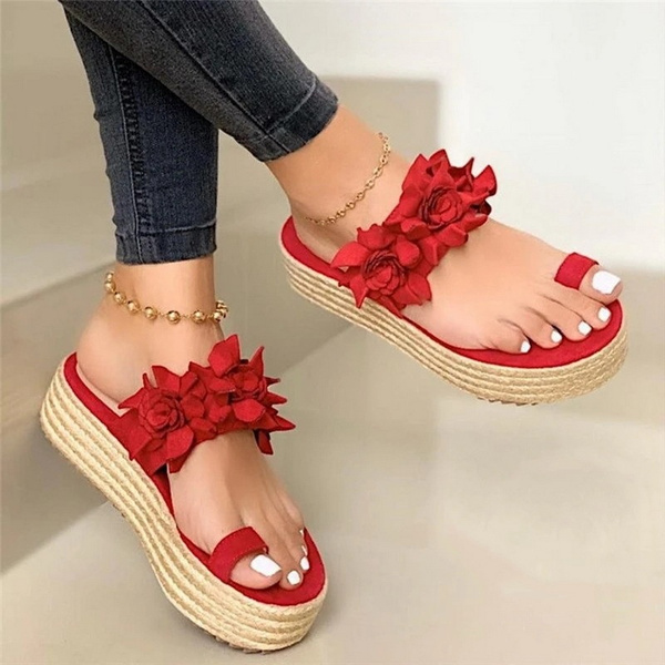 Zapatillas De Plataforma De Flores De Verano Para Mujer Sandalias