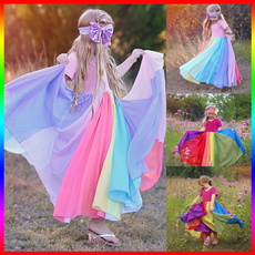 rainbow, long skirt, Cosplay, Princess