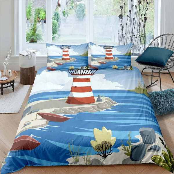 Print Bedspread Cover Duvet, Beach Bedding King Size