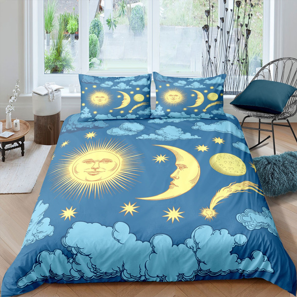 Pillow 100x135cm 40x60cm Children Blanket Duvet Blue Baby Set Moon steppbett 