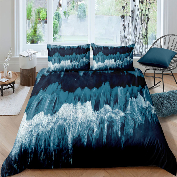 Multicolor nev_23433_king A Decorative 3 Piece Bedding Set with 2 Pillow Shams Colorful Fantasy Sea Waves Ocean Modern Fictional Nautical Magic Artsy Illustration Theme Ambesonne Modern Duvet Cover Set King Size 