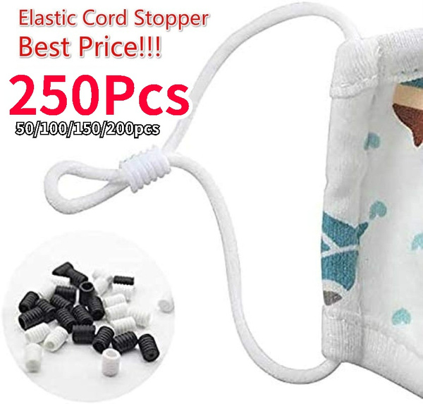 Fushing 200PCS Cord Lock Flat Elastic Buckle Elastic Adjustment Buckle Accessories for Kids and Adults Soft Silicone Toggles for Drawstrings Elastic Cord Adjuster Non Slip Stopper