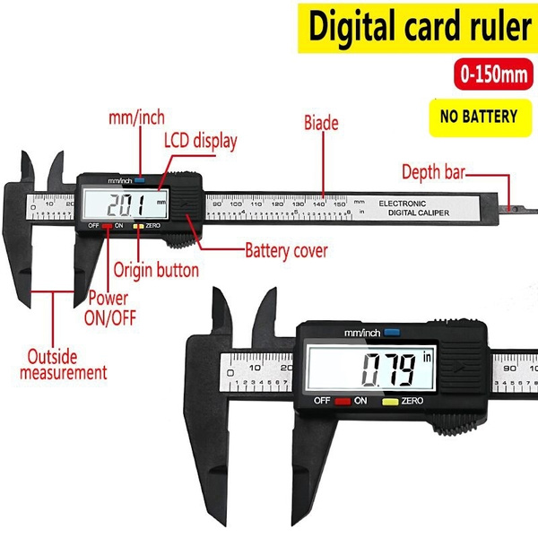 150mm/6ins LCD Digital Electronic Carbon Fiber Vernier Caliper Gauge Micrometer
