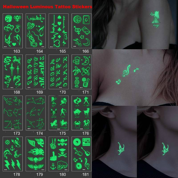 Glow In The Dark Luminous Tattoo Sticker Sword Dragon Horse Animal  Waterproof Temporary The Body Art Party Tattoo Stickers