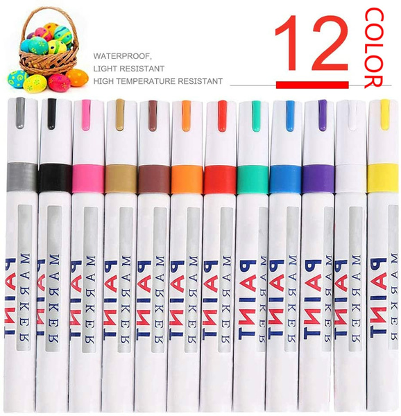 12 colors markers for metal glass