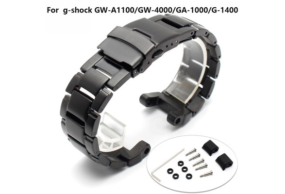 Solid stainless steel bracelet for g-shock GW-A1100/GW-4000/GA-1000/G-1400  watch strap notch black metal watchband | Wish
