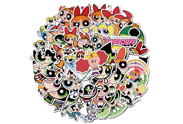 Powerpuff Girls Stickers Anime Stickers For Kids and Teens 74Pcs Variety Vinyl Waterproof Car Sticker Motorcycle Bicycle Luggage Decal Graffiti Skateboard Stickers for Laptop Stickers Powerpuff Girls