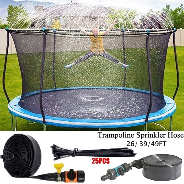 49ft Trampoline Sprinkler Kids Outdoor Summer Water Game Fun Backyard Waterpark 